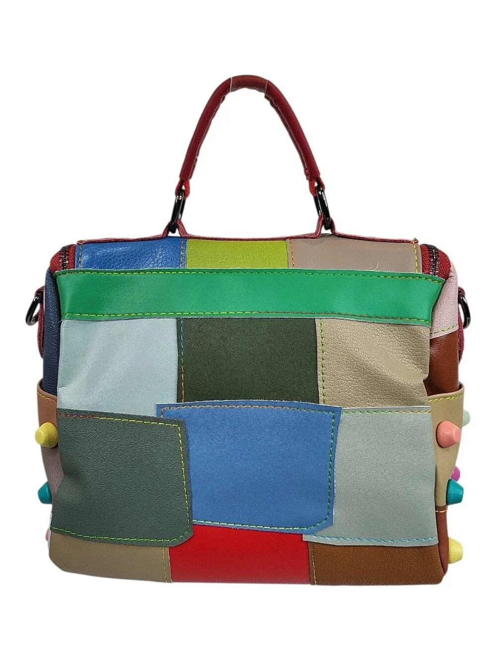 NEW Patchwork Recycled Leather Crossbody Bag Festival Kidcore Street Travel